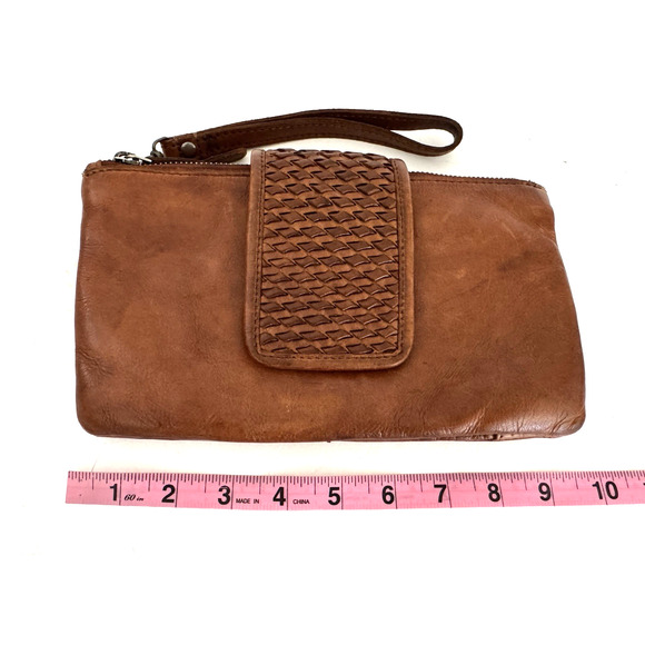 Vilenca Holland Crossbody Clutch Bag Wristlet Brown Leather Zip Pockets Compact - Picture 3 of 15